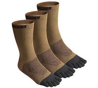VWELL Calcetines deportivos de algodón para correr con cinco dedos, 3 pares, talla 7-11, Marrón (3 Pares), 7-11