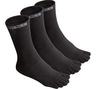 VWELL Calcetines deportivos de algodón para correr con cinco dedos, 3 pares, talla 7-11, Negro (3 Pares), M
