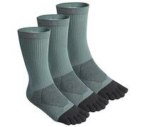 VWELL Calcetines deportivos de algodón para correr con cinco dedos, 3 pares, talla 7-11, Verde(3 Pares), 7-11