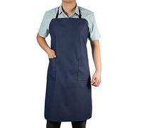 VWELL Delantal de vinilo de goma impermeable con 2 bolsillos, delantal de laboratorio para lavar platos, aseo, color azul
