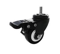 VWINDESK Ruedas giratorias de bloqueo roscadas M8 de 15 mm, juego de 4, giratorias, ruedas de bola giratorias de poliuretano con placa superior de 360 grados, capacidad total de 220 libras, freno,