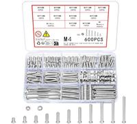 Vwoqiy 600 Piezas M4 Tornillos y Tuercas y Arandelas Kit, Tornillos de de Cabeza Alomada, Juego de Tornillo de Máquina con Arandelas, Tornillería y Tuercas