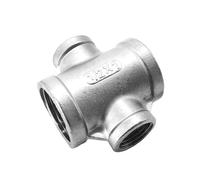 VWWJCCRO 1-1/2" To 3/4" BSP Female Reducer Cross 4 Ways 304 Stainless Steel Pipe Fitting Connector Water Gas Oil Barb Fittings