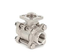 VWWJCCRO 1/2" BSPT Female Thread 304 Stainless Steel High Platform Mid-Duty 3-Section Full Port Ball Valve