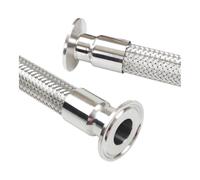 VWWJCCRO 1.5" 2" Tri Clamp x 19/25/32/38/45mm Pipe OD 304 Stainless Steel Braided Soft Tube 500 700 1000 1500 2000mm(25mm OD K50.5mm,500mm) Barb Fittings