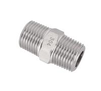 VWWJCCRO 1/8" 1/4" 3/8" 1/2" 3/4" 1" NPT Male Thread 304 Stainless Steel Hex Nipple High Pressure Pipe Fitting Connector Coupler(BSPP Thread,3I8 to 3I4) Barb Fittings