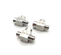 VWWJCCRO 1/8" 1/4" 3/8" 1/2" Stainless Steel 3-Way Female Male Thread Pipe Fitting Connector High Pressure Fitting(Male-Female-Male,1/2") Barb Fittings