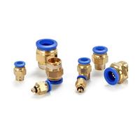 VWWJCCRO 100pcs Backs PC Type Quick Push Pneumatic Air Connector Brass Straight Through Hose Tube Thread Fittings 1/4(PC6-M5) Barb Fittings