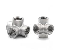 VWWJCCRO 1pc 3/8" BSP Female 304 Stainless Steel 4 Way Corner Type Pipe Equal Cross Connector Barb Fittings