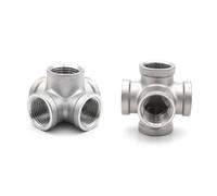 VWWJCCRO 1pc 3/8" BSP Female 304 Stainless Steel 5 Way Corner Type Pipe Equal Cross Connector Barb Fittings