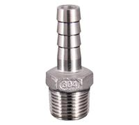 VWWJCCRO 1pc 304 Stainless Steel 3/4" BSPT Male Threaded Joint Hose Water Pipe Reducer 8mm Barb Fittings