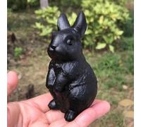 VWWJCCRO 1pc Obsidian Rabbit Figurine Crystals Carved Statue Animal Home Ornament Art Collectible Gift Decoration Decor