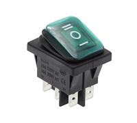 VWWJCCRO 1PCS KCD2 ON-Off-ON 6Pin Green Light Heavy Duty Sealed Auto Boat Marine Rocker Switch with LED 15A 16A 20A 250V