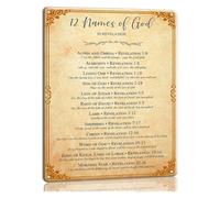 VWWJCCRO Biblical Names of God Revelation Metal Tin Sign Inspirational Wall Hanging Scripture Verse Art Religious Home Office Decor Gift 8 X 12 inch