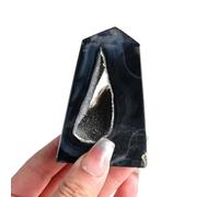VWWJCCRO Black Agate Crystal Cave Column Raw Stone Ore Single Pointed Four Prism Home Demagnetization Ornaments,100~200g