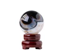 VWWJCCRO Black and White Striped Agate Crystal Ball Raw Stone Polished Home Desktop Feng Shui Ornaments,70mm
