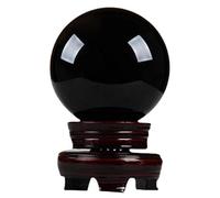 VWWJCCRO Black Obsidian Crystal Ball with Stand Sphere Balls for Witchcraft and Decorative,Black-12cm
