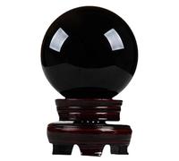 VWWJCCRO Black Obsidian Crystal Ball with Stand Sphere Balls for Witchcraft and Decorative,Black-3cm