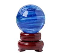 VWWJCCRO Blue Smelting Stone Quartz Crystal Ball Crystals Sphere Feng Shui Spiritual Tabletop Sculpture Ornaments with Stand,100mm