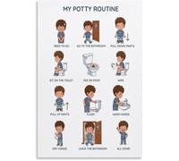 VWWJCCRO Boy Potty Training Visual Chart Autism ADHD Friendly Poster Canvas Wall-Art for Bathroom Room Decor(Unframed,16x24inch(40x60cm))