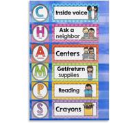 VWWJCCRO CHAMPS Behavior Management Poster Classroom Expectations Teacher Resource Educational Wall-Art Decor Print(Framed,08x12inch(20x30cm))