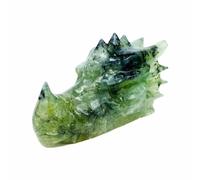 VWWJCCRO Crystal Gemstone Animal Dragon Skulls Head Carving Sculpture Prehnite Collection for Home Decor Gifts