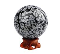 VWWJCCRO Crystal Gemstone Snowflake Obsidian Ball Stone Divination Sphere for Home Office Decor