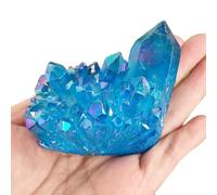 VWWJCCRO Decorative Ornaments Blue Aura Crystal Cluster Electroplated Quartz Cluster Stone (Size : 120-140g)
