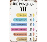 VWWJCCRO Encouraging Words Metal Sign Not Yet Means Almost There Tin Plaque Faded Typography For Homeschool Study Nook Shelf 8 X 12 inch