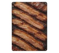 VWWJCCRO Farmhouse Metal Tin Sign Honey Glazed BBQ Pork Belly Slow Cooked Wall-Art Retro Meat Decor Plaque for Kitchen Home Grill Shack 8 X 12 inch