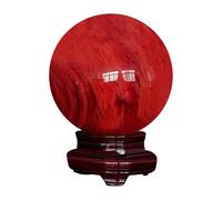 VWWJCCRO Feng Shui Crystal Ball Red Decor Home Office Living Room Study Bedroom Desktop Decoration Figurine Luck Power Stone Round Glass,180mm