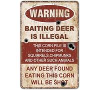 VWWJCCRO Hunting Regulation Metal Sign Warning Baiting Deer Is Illegal Official Notice Tin Wall-Art for Cabin Ranch or Feed Store 8 X 12 inch