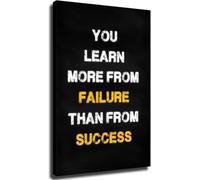 VWWJCCRO Inspirational Quote Learn From Failure Than Success Motivational Poster Wall-Art for Living Room Bedroom Office(Framed,12x18inch(30x45cm))