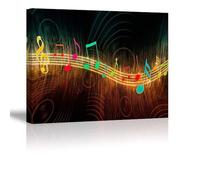 VWWJCCRO Modern Music Wall Art - Inspirational Notes Beating on Staff Poster for Bedroom Decor, Music Lover's Room, Studio & Gift Idea(Unframed,16x24inch(40x60cm))