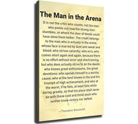 VWWJCCRO Motivational Quote The Man in the Arena Inspiring Speech Wall-Art Uplifting Decor for Office Living Room Bedroom(Framed,08x12inch(20x30cm))