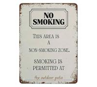 VWWJCCRO Non-Smoking Area Metal Sign Vintage Tin Plaque with Designated Smoking Zone Retro Wall Decor for Business Home Porch Entryway 8 X 12 Inch