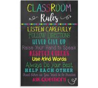 VWWJCCRO Preschool Classroom Rules Poster Back to School Teacher Gifts Educational Wall-Art Decor Bulletin Board Ideas(Unframed,16x24inch(40x60cm))