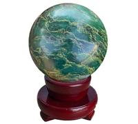 VWWJCCRO Quartz Stone Sphere Green Emerald Crystal Ball Sculpture Ornament for Divination Home Office Decor,5~5.5cm