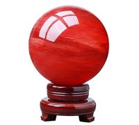VWWJCCRO Red Melting Casting Crystal Sphere Ball Large with Stand, Sculpture Figurine,Red ball-14cm