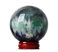 VWWJCCRO Small Crystals Sphere, Feather Fluorite Crystal Ball, Quartz Ornament for Feng Shui Divination Fortune Telling Tabletop Fountain Decoration,5~6cm
