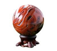VWWJCCRO Striped Red Agate Quartz Gemstone Crystal Ball Round Sphere Collection FengShui Home Decor Ornaments,60~70mm