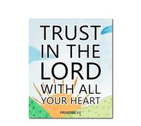 VWWJCCRO Trust In The Lord With All Your Heart Proverbs 3:5 Children Wall,Bible Verse Hanging Signs For Nursery Christian Kids Room Classroom Bedroom Sunday School Home Wall Decor(12x18inch(30x45cm))