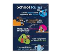 VWWJCCRO Vintage School Rules Educational Poster Canvas Print for Classroom Walls School Decor Bedroom Living Room Wall-Art(Unframed,08x12inch(20x30cm))