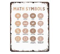 VWWJCCRO Vintage Style Boho Math Symbols Metal Tin Sign Retro Bohemian Wall-Art for Home Decor 8 X 12 Inch