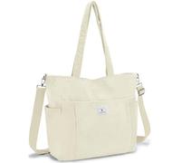 VX VONXURY Bolso Tote Mujer de Pana Ligero 16.7L | Bandolera Ajustable con 7 Bolsillos | Grande para A4 | Ideal Trabajo, Viaje, Universidad