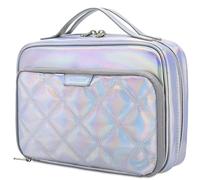 VX VONXURY Estuche para Lápices 54 Huecos - Organizador Bolígrafos Gran Capacidad con 2 Capas Desmontables y Bolsa Maquillaje Portátil para Escuela, Oficina,Viaje (Plateado)