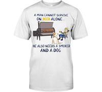 VXCEVF A Man Cannot Survive On Beer Alone He Also Needs A Smoker and A Dog Tshirts Camisetas y Tops(Large)