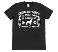 VXCEVF A Man Cannot Survive On Beer Alone He Needs A Cocker Spaniel Owner Gift White Yellow Black Red Mens Women T Tshirts Camisetas y Tops 100% Cotton(Large)