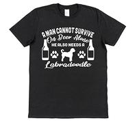 VXCEVF A Man Cannot Survive On Beer Alone He Needs A Labradoodle Owner Gift White Yellow Black Red Mens Women T Tshirts Camisetas y Tops 100% Cotton(Large)