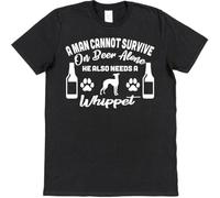 VXCEVF A Man Cannot Survive On Beer Alone He Needs A Whippet Owner Gift Black Mens Women T Tshirts Camisetas y Tops 100% Cotton Dog(X-Large)